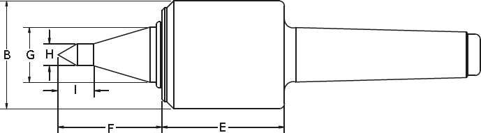 Heavy-Duty CNC Spindle Type Live Center Sizing Schematic