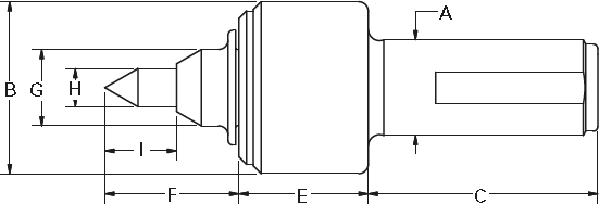 Heavy-Duty CNC Spindle Type Live Center Sizing Schematic